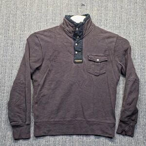 Polo Ralph Lauren Military Pullover Sweatshirt Mens M Brown Button Zip Elbow VTG